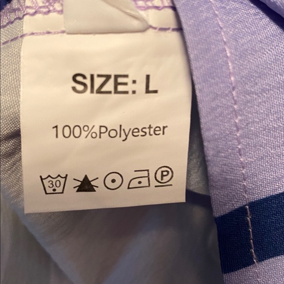Falechay Purple/Blue Striped Tie Front 1/2 Button Down Top…size L - Picture 4 of 5
